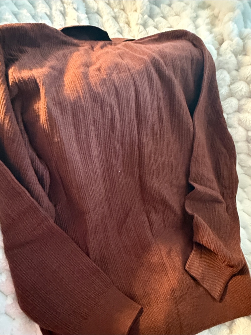 Brown Button-Up Ribbed Cardigan - Picture 4 of 4